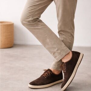 Lucknow Suede Oxford Shoes Men’s Size 10 Brown Espadrille Sole Casual Lace-Up